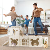 Extra Large Rabbit House, Wooden Bunny Castles with 4 Houses and Hay Feeder, Indoor Guinea Pig Castles Multistory Climbing Tower, Sturdy Wooden Bunny Cage Indoor, Small Animal Pet Rabbit Habitat