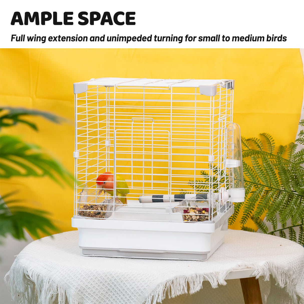 14.6" Portable Travel Bird Cage, Parrot Cage, Ample Room for Tail Movement, with Food Box, Perch, Water Bottle, for Vet Visit, Short Trip, Parakeet, Cockatiel, Budgie, Small Medium Birds