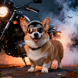 LESYPET Dog Helmet and Goggles for Small Dogs, UV Protection Dog Sunglasses Eye Protection Pet Motorcycle Helmet with Ear Hole for Riding, Windproof Dogs Goggles and Helmet Set, Silver and Black