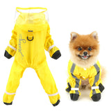 SMALLLEE_LUCKY_STORE Waterproof Raincoat for Small Dogs with Clear Hood Boots Puppy Rain Jacket with D-Ring Reflective Stripe Full Boby 4 Leg Jumpsuit Rain Coat Rain Jacket Slicker Rainwear Yellow M