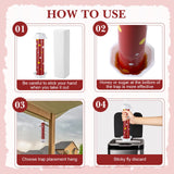 12 Pcs Sticky Fly Trap Fly Stick Indoor Outdoor Long Lasting Adhesive Fly Catcher with Hanging Hook for Wasps Gnats Bugs Insects Moths Fruit Flies Mosquitoes Spiders Fleas (Red, White)
