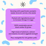 Grubbly Farms Omega Mix Chicken Treats for Laying Hens - Superfood and Omega-Rich Chicken Feed Supplement to Support Egg Production, Strong Eggshells and Nutritious Yolks - 5LB