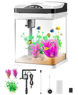 VEVOR Fish Tank Aquarium, 2 Gallon LED Square Ultra-Clear Glass Tank Temperature Monitoring Adjustable 7 Color Lighting, Self Cleaning System Fishbowl for Freshwater & Saltwater Fish Home,Office,Pet