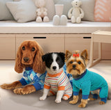 3 Pack Dog Pajamas Dog Onesie for Small Dogs, Lightweight Puppy PJs with Easy Snap Belly, Tail Opening Striped Checkered Sleepwear M