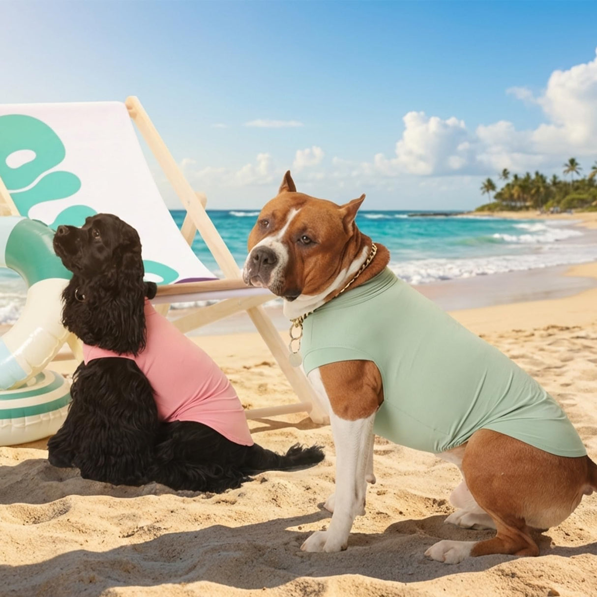 OUOBOB 2-Pack Dog Shirts, Breathable Dog Cooling Vest, Sleeveless Summer Tank Tops, Lightweight Stretchy Vest for Medium Large Extra Large Dogs - (Pink Green) M