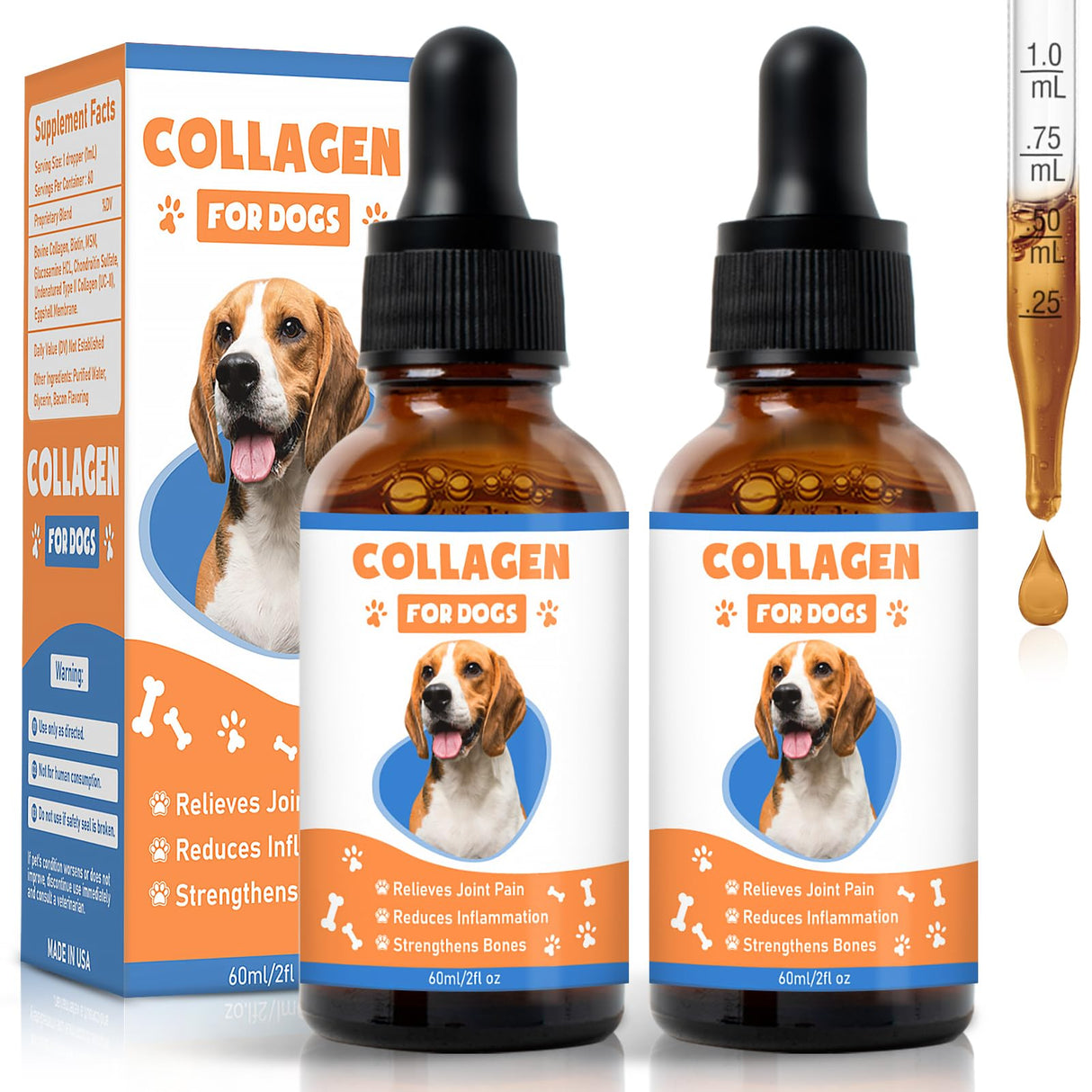 Collagen for Dogs,4.22oz (120ml) Liquid Collagen for Dogs,Enhances Joint Support,Flexibility,Cartilage and Mobility,Relieves Itching in Allergic,Liquid Drops Suitable for Cats and No Side Effects