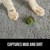 GORILLA GRIP SoakSTOPPER Dog Door Mat, 60x36 Machine Washable Rug Absorbent Doormat Captures Moisture Mud Dirt, Quick Dry Soft Chenille Entryway Rugs Indoor Entrance Mats for Dog Paws, Grey