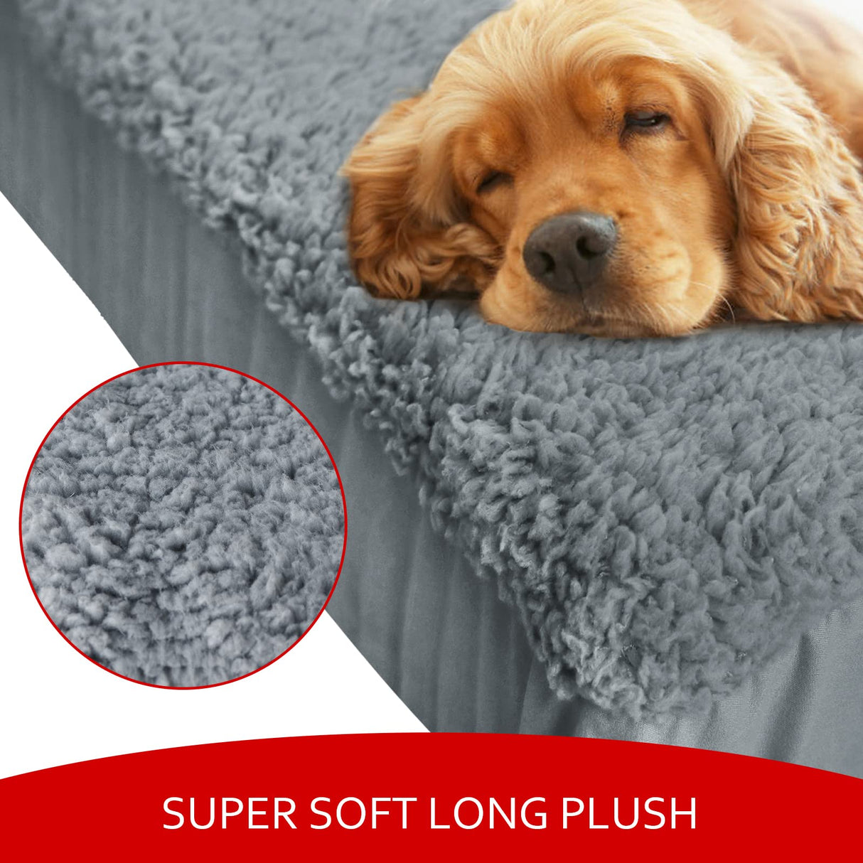 Dog Bed Covers Soft Plush Replacement Washable, Waterproof Pet Mattress Bed Liner Grey 41x29 Inches, for Dog/Cat, Cover Only