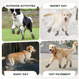 Furrtripsy Dog Booties,Waterproof Dog Shoes for Large Medium Small Dogs,Suitable for Summer Hot Pavement,Adjustable Non-Slip Rubber Paw Protector (Brown, #7 (Width 2.8 inch) for 63-78 lbs)