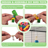 DBNESS Bird Toys for Parrot, 165 Pcs Colorful Multi-Shaped DIY Wooden Blocks Craft, Birds Cage Chewing Playing Training Toy for Cockatoos, Macaws, African Grey and Small Medium Parrots