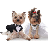 IDOMIK Dog Tuxedo for Small Medium Large Doggie, Detachable Dog Formal Wedding Suit with Tuxedo Vest & Bow Ties Collar & Bandana Scarf Set, Wedding Attire Shirt for Birthday Party Costume