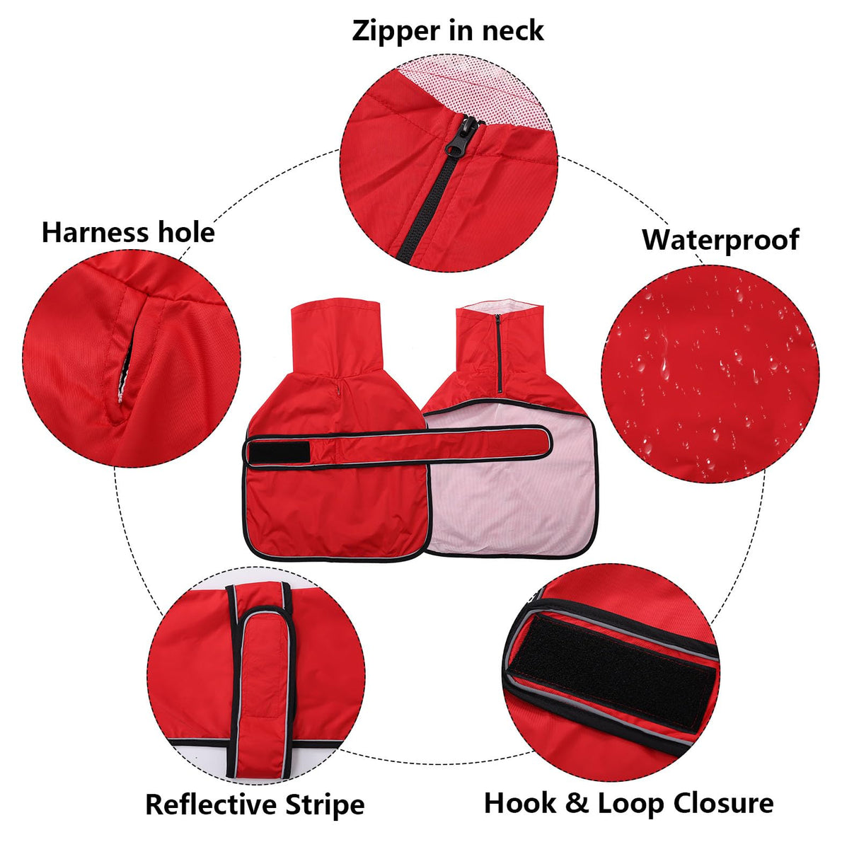 Dachshund Raincoat Weiner Dog Clothes Corgi rain Coat Jacket Hook Loop Closure Great for Dachshund Weiner Corgi Long Back Breeds Red S