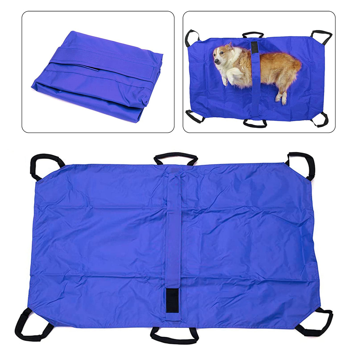 Transport Stretcher for Dogs, Pet Folding Stretcher Emergency Animal Carrier with Safety Strap Max 132 Pound Weight Animal Stretcher for Dogs (Blue)
