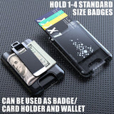 LIUGX Badge Holder, ID Card Holder with Metal Clip - Durable Polycarbonate (Holds 1 to 4 Cards), Portable Wallet for Office, Laborer, Police, Work, Black