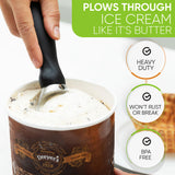 Heavy Duty Ice Cream Scoop with Comfortable Handle - Professional Ice Cream Scooper for Gelato, Sorbet, Cookie Dough, Melon, Frozen Yogurt - Dishwasher Safe Metal Kitchen Tool - Black