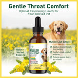 Mullein Lung Support Drops for Dogs & Cats, Relieves Kennel & Dry & Wet Cough, Lung Cleanse, Soothes Sore Throat, Eases Breathing - Pure Plant Extract, Hormone & Chemical Free, with Chlorophyll