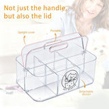 Brabtod Clear Dog Storage Organizer,Pet Grooming Supplies Organizer with Handle,5 compartments Countertop Caddy, Storage Bin for Dog Cat Grooming Kit,Trimmer,Clipper,Combo,Brush