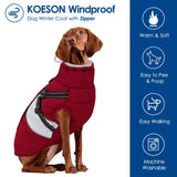 KOESON Dog Coat, Warm Dog Winter Coat for Giant Breeds, Waterproof Dogs Jacket with Harness, Reflective Pet Fleece Lined Puffer Jacket, Turtleneck & Windproof Coats for Great Dane, Golden Retriever