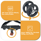 Sheziwu Dog Stroller for Small Dogs/Cats - Folding Pet Stroller with 360° Wheels, 22lbs Capacity, Portable Umbrella Stroller for Outdoor Walks/Vet Trips
