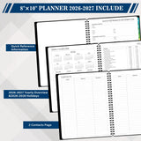 BooQool Planner 2026-2027 for Office, School, Home - Spiral Bound Academic Monthly Weekly Calendar July 2026 - June 2027 Organizer with To Do List, Tabs & PP Cover 8" x 10"