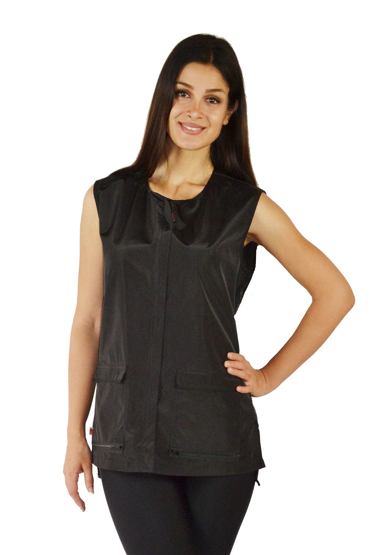 Ladybird Line 745 Black Adjustable Waterproof Lightweight Vest for Women with Pockets, Hair & Bleach Resistant Grooming and Styling Apron, Mesh Back Scrub Vest for Pet Groomers, Hair Stylists- 4XL