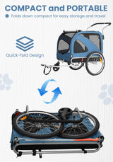 Sepnine 2 in 1 Pet Bicycle Trailer with a 6" Stroller Wheel Suitable for Small and Medium Dogs, Carrier Up to 66/88 LBS, Easy Folding Cart Frame, Quick Release Wheel, Universal Bicycle Coupler