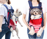 Lifeunion Legs Out Dog Carrier Backpack Hands-Free Adjustable Pet Travel Carrier for Small Medium Dogs Cats Motorcycle Hiking Walking (Red and Blue Stripes)