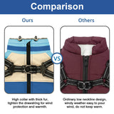AIMYDOG Winter Coat, Waterproof Jacket, Warm Turtleneck Fleece Vest With Built-in Harness, Reflective Snow Jacket Snowsuit for Small Medium Large Dogs, Blue M