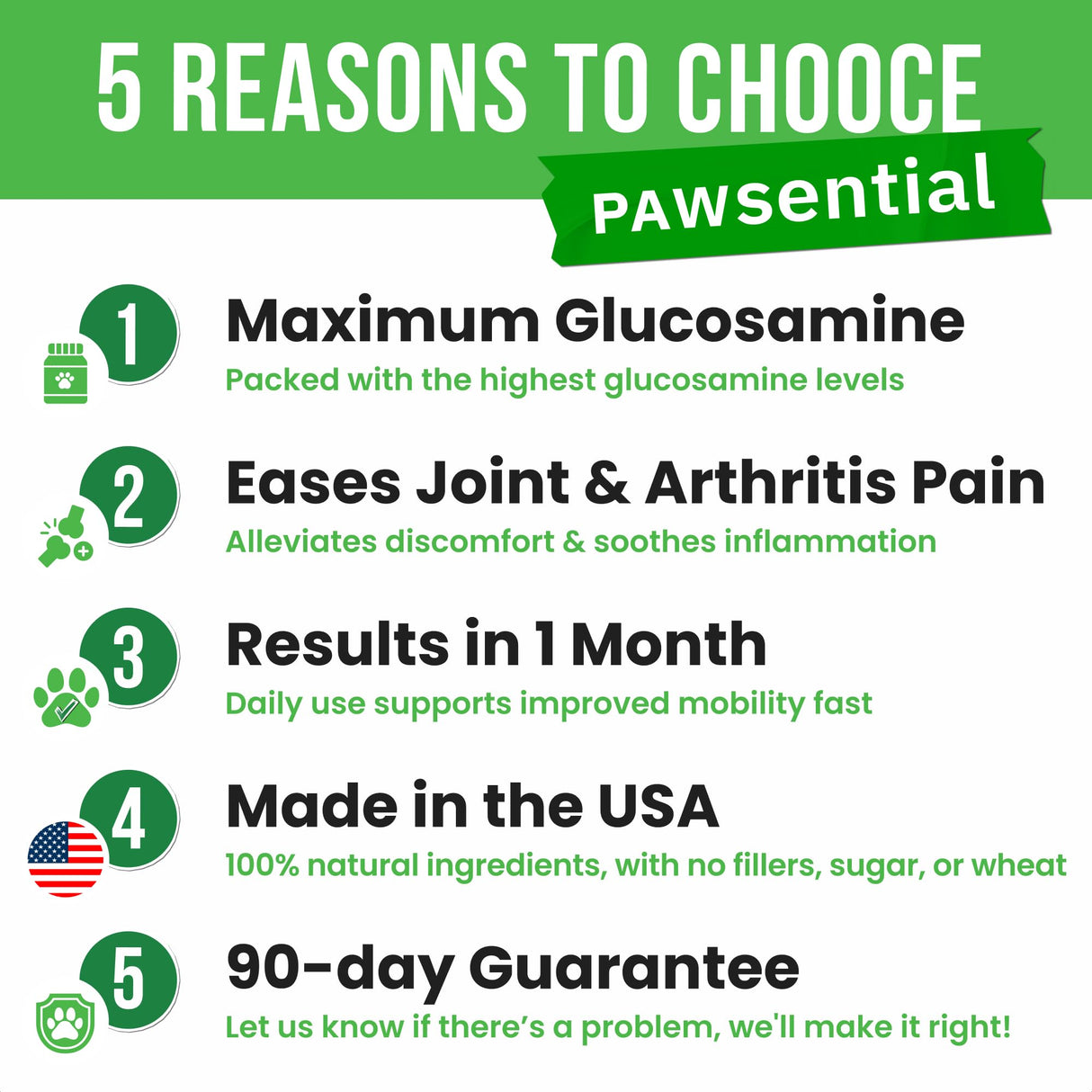 Pawsential Glucosamine for Dogs - Joints Health Treats w/Omega Fish Oil - Natural Joint Pain Relief - Canine Hip and Joint Supplement w/Chondroitin + MSM + Turmeric + Calcium - 120 Beef Chews
