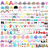 TDVOHO Accessories for lps Pets, (Random 25 pc) Hat Scarf Jacket Dress Bow Skirt Clothes Collar Foof and Drink Toy Accessories fit lps Cats and Dogs Fox Dragon Rabbit Pet Figure
