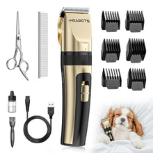 Load image into Gallery viewer, HEAPETS Dog Grooming Clippers, Low Noise, Electric Quiet, Adjustable Clipper Comb, Rechargeable Cordless Dog Hair Clippers for Dogs Cats Pets, Gold
