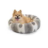 Best Friends by Sheri Patterned Lux Faux Fur Calming Donut Dog Bed, Gray, Small, 23x23