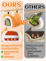 MEWTOGO Stable Warm Bird Nest - Winter Plush Comfortable Bird House with Strong Load-Bearing Mat & Wide Entry for Cage Accessories, Medium Birds Bed for Cockatiel Lovebirds Quaker