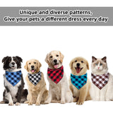 Gofshy Buffalo Plaid Dog Bandanas Fall Christmas X-Large 6PCS Dog Gifts Red Blue Green Orange Black Brown Scarf Adjustable Kerchief for Medium Large Pets