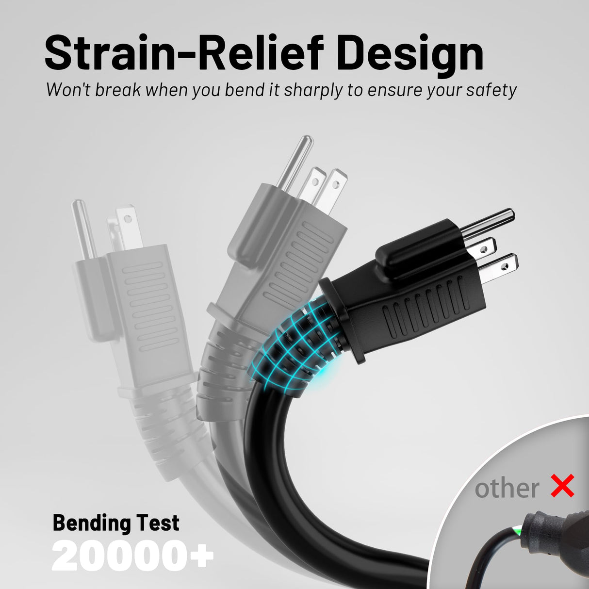 16/3 Black Indoor Outdoor Extension Cord 10 Ft Waterproof, Extension Cord with 3 Prong Grounded Plug,13A 1625W 16AWG SJTW, Flexible Weatherproof Power Cable for Offices, Gardens and Lawns