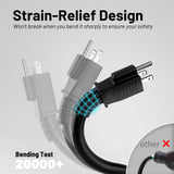16/3 Black Indoor Outdoor Extension Cord 10 Ft Waterproof, Extension Cord with 3 Prong Grounded Plug,13A 1625W 16AWG SJTW, Flexible Weatherproof Power Cable for Offices, Gardens and Lawns