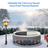 Inflatable Hot Tub Cover Round Replacement, Fit Saluspa Coleman Intex Spa Cover, Insulated Energy-Saving Weatherproof Lid, Unique Design Flexible Adjust Pool Cover Size-Life Time Support