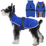 IDOMIK Dog Winter Jacket, Adjustable Waterproof Dog Warm Coat with Fleece Lining, Turtleneck Windproof Cold Weather Coats for Winter, Reflective Warm Snow Jacket for Chihuahua Yorkshire,Blue,XS