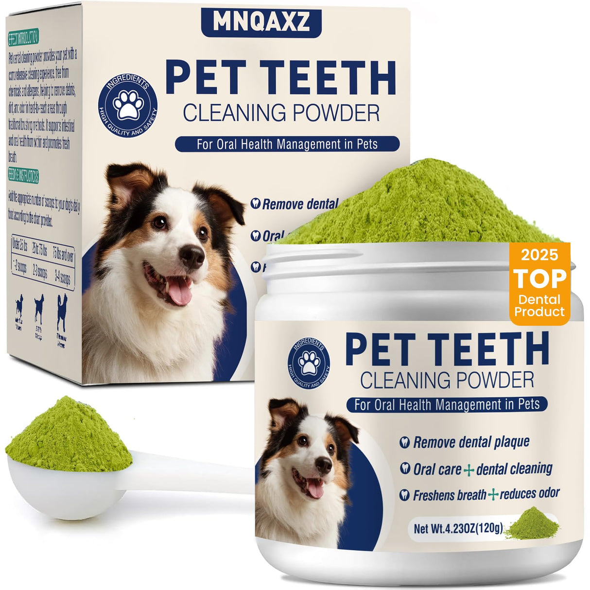 Dental Powder for Dogs Dog Teeth Cleaning Products Dog Tooth Cleaning Powder with Probiotics for Dogs Bad Breath Treatment Plaque and Tartar for Small Medium and Large Pet Dental Cleaner 120 Grams