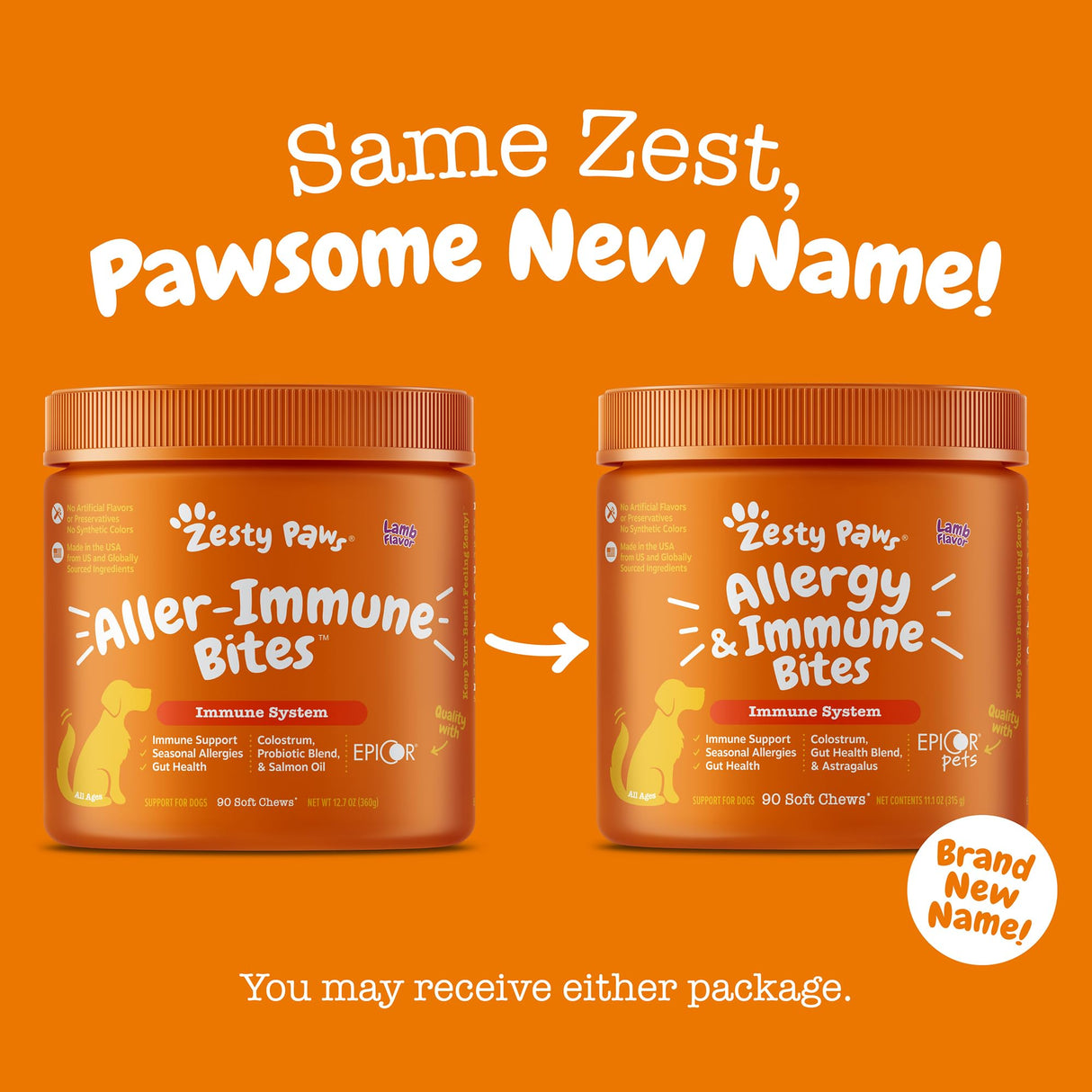 Zesty Paws Dog Allergy Relief Chews, Dog Probiotics for Itchy Skin and Ears, Lamb, 50ct