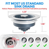 2 Pack Sink Drain Strainer, Sink Stopper, 3 in 1 Stainless Steel Kitchen Sink Drain Strainer with Anti-Clogging Basket, Fit US Standard 3-1/2 Inch Drain Hole