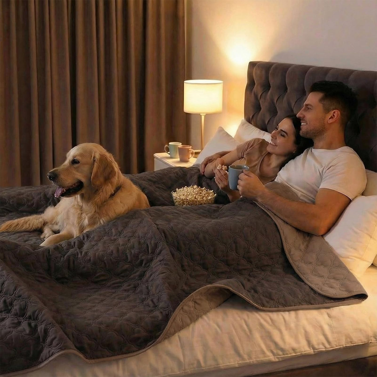 FunFurry Waterproof Dog Blanket, Couch Cover for Dogs Washable, Reversible Dog Bed Cover, Couch Furniture Protector. (Dark＆Light Brown, 82 X 82 Inch - 1 Pack)