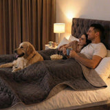 FunFurry Waterproof Dog Blanket, Couch Cover for Dogs Washable, Reversible Dog Bed Cover, Couch Furniture Protector. (Dark＆Light Brown, 82 X 82 Inch - 1 Pack)