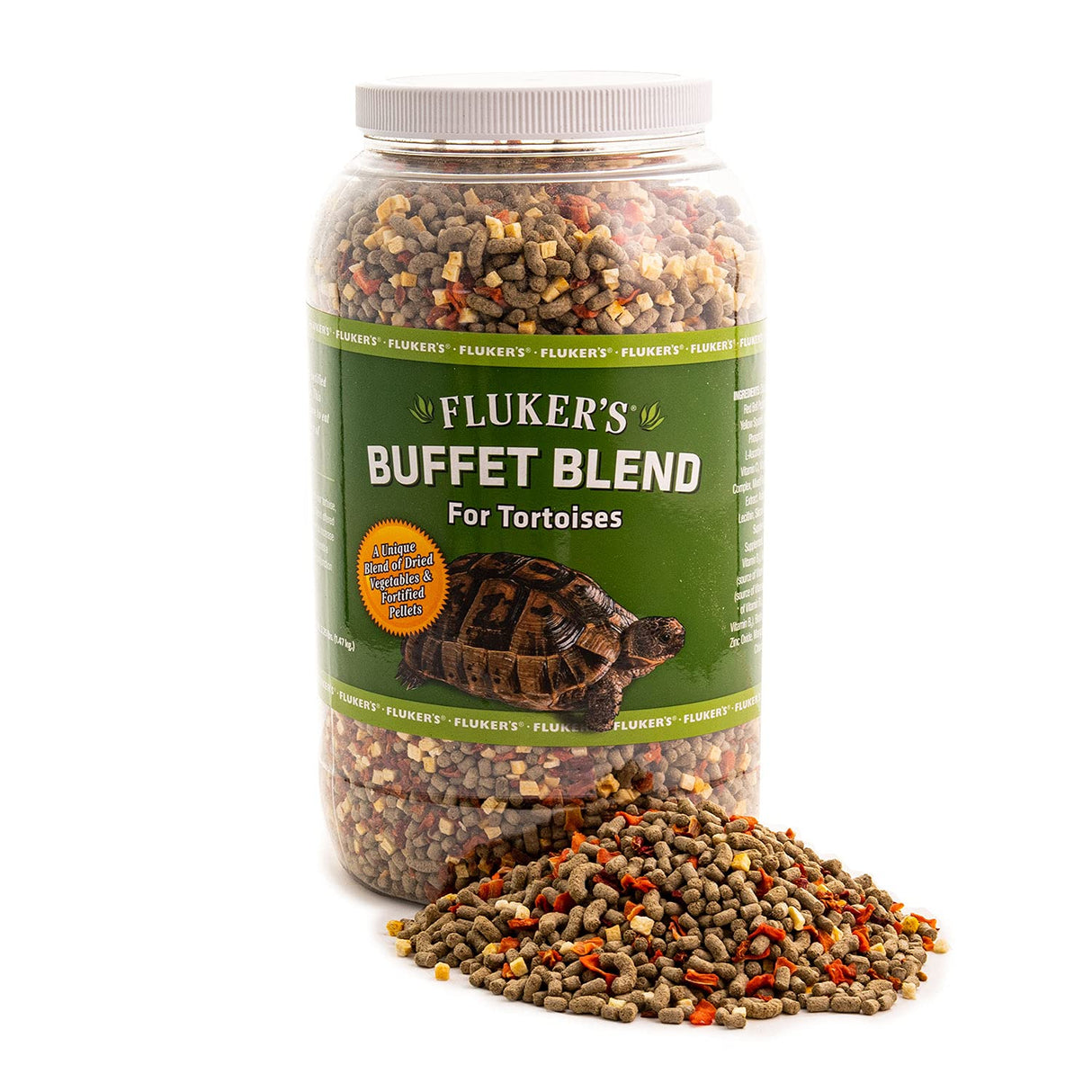 Fluker's Buffet Blend Tortoise Diet, Veggies with Fortified Pellets, 3.25 lbs.