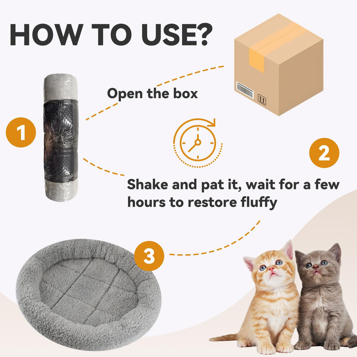 Enjoying Plush Cat Bed Mat Diameter 19.5" Round Pad with Pillow Around for Cats Dogs Relying/Curling Sleep Warm Dog Cushion for Crates, Antiskid Bottom, Large, Gray