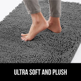 GORILLA GRIP SoakSTOPPER Dog Door Mat, 60x36 Machine Washable Rug Absorbent Doormat Captures Moisture Mud Dirt, Quick Dry Soft Chenille Entryway Rugs Indoor Entrance Mats for Dog Paws, Grey