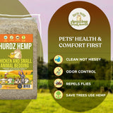 Hemp Bedding for Chickens - Made from 100% Natural Hemp - Superior Absorption & Odor Control- Eco-Friendly Hemp Bedding for Chickens - Easy Maintenance Hemp Bedding for Small Animals