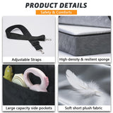 Ztinng Dog Car Seat for Small/Medium Dogs/Cats up to 30 lbs Memory Foam Pet Booster Seat with Detachable Washable Cover Travel-Safe Car Bed with Safety Belt/Storage Pockets Easy to Install
