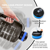 QuiFit Motivational Gallon Water Bottle - with Straw & Time Marker BPA Free Large Reusable Sport Water Jug with Handle for Fitness Outdoor Enthusiasts Leak-Proof(Black,1 gallon)