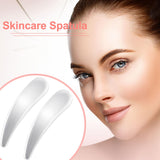 3pcs Mini Stainless Steel Makeup Spatula, Reusable Cosmetic Cream Spatulas Spoon, Skincare Scoop Applicator Facial Massage Beauty Tools for Mixing and Sampling Face Eye Cream- Silver